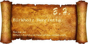 Birkholz Henrietta névjegykártya